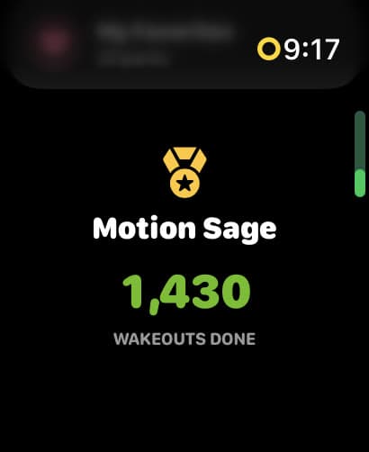 Un logro Motion Sage en el Apple Watch: 1430 Wakeouts hechos