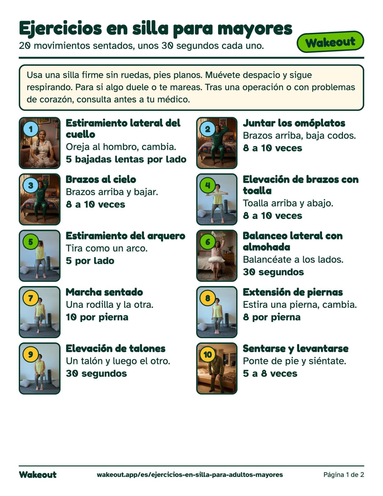 Primera página del PDF gratis de ejercicios en silla para adultos mayores