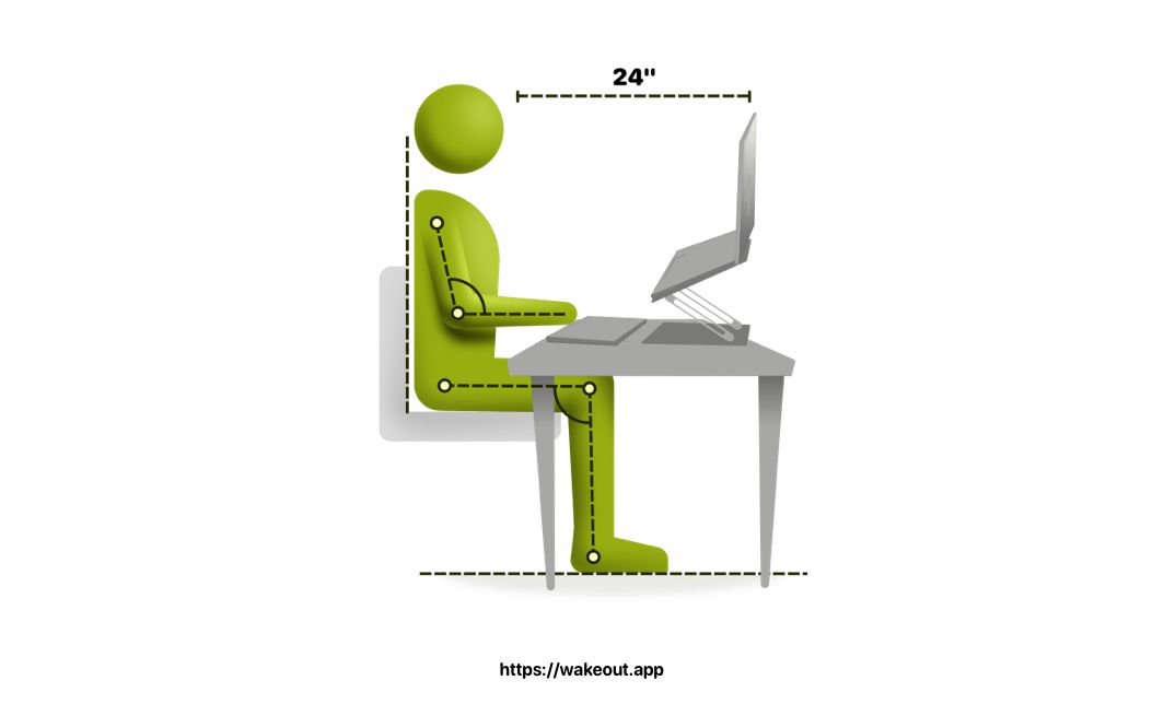 Perfect sitting posture at work illustration 