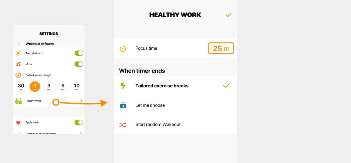 healthy work app interface