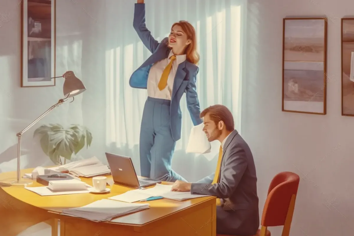Woman in office doing desk energizing exercises