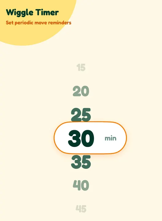 The Wiggle Timer set to a move reminder every 30 minutes